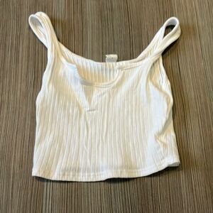 SHEIN Cream Ribbed Crop Camisole